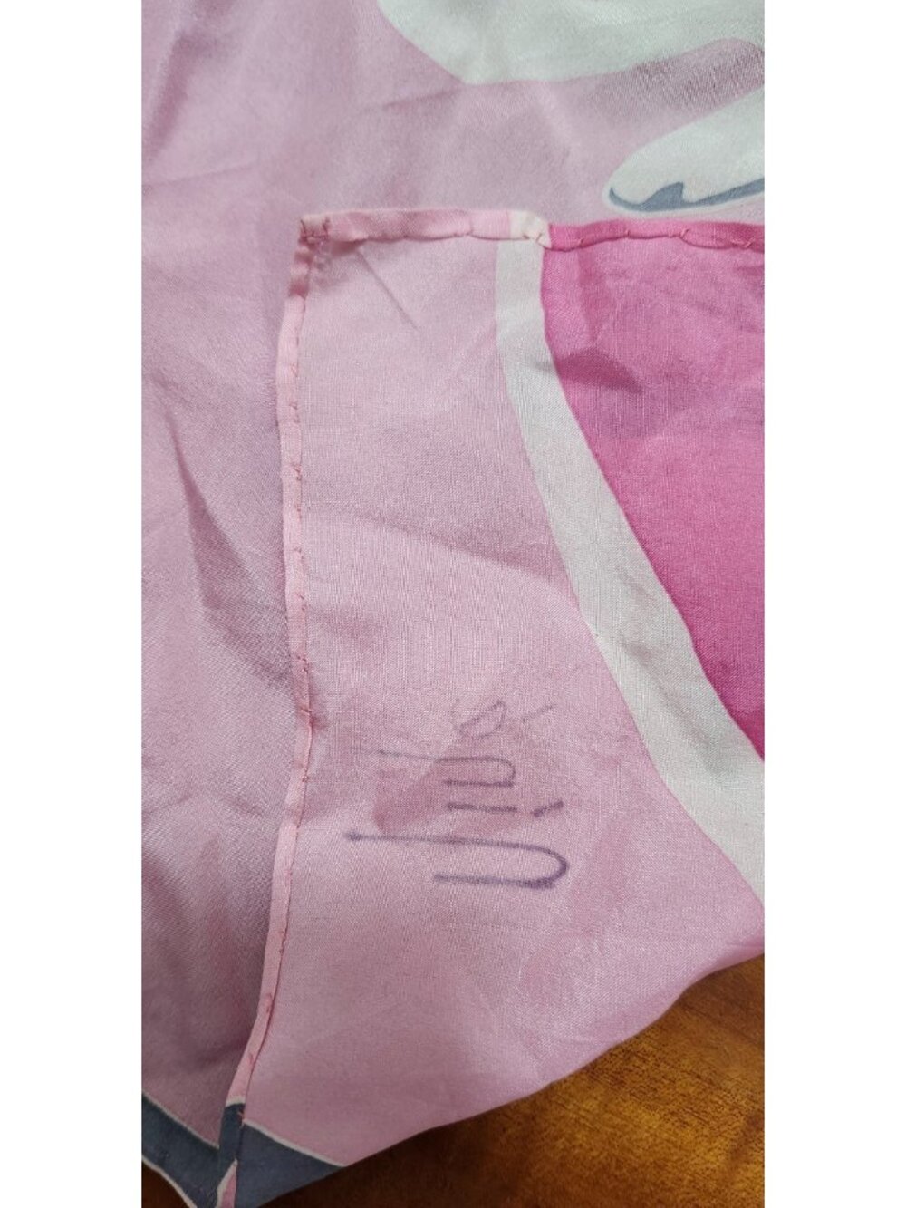 Pink Abstract Sheer Scarf Wrap Shawl Square Bandana Y2K Soft Girl 31x32 - Picture 4 of 7